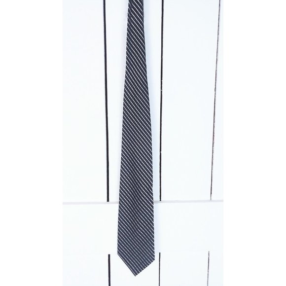 Calvin Klein black and silver striped silk necktie - Picture 3 of 3